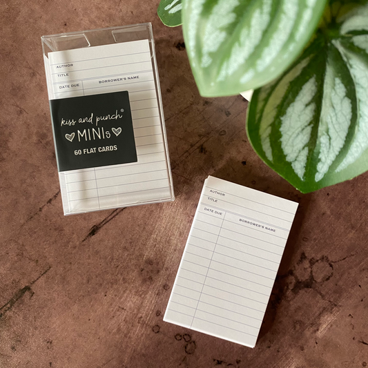 NEW! White Library Card Minis™ - Flat Notecard Set of 60