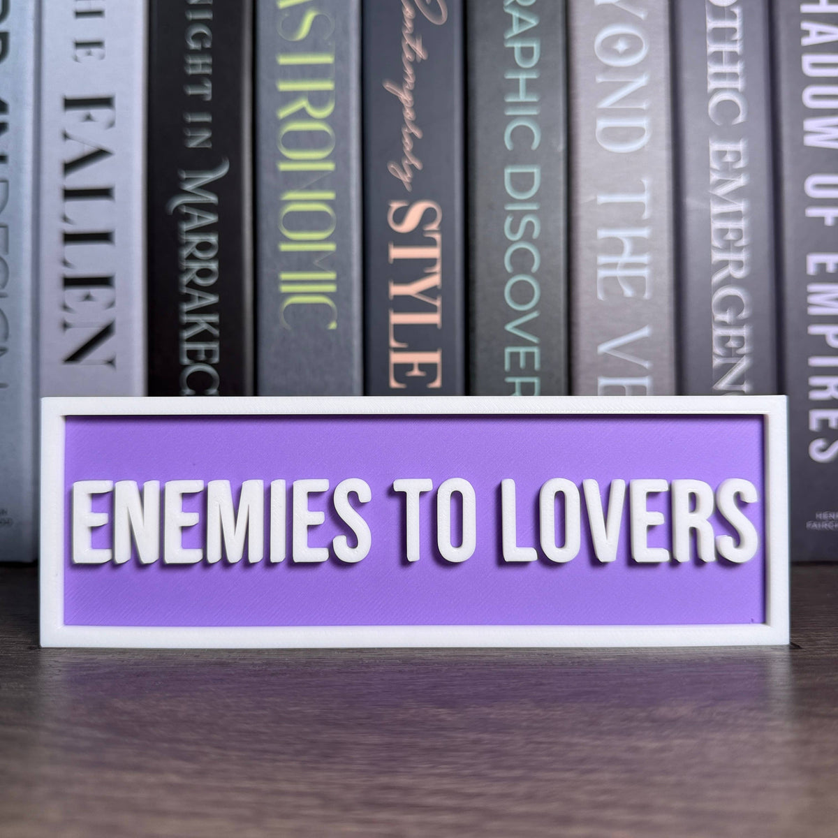 Enemies to Lovers Sign | Bookshelf Decor