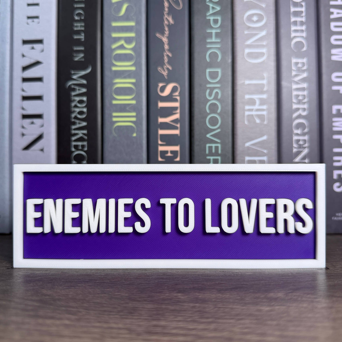 Enemies to Lovers Sign | Bookshelf Decor