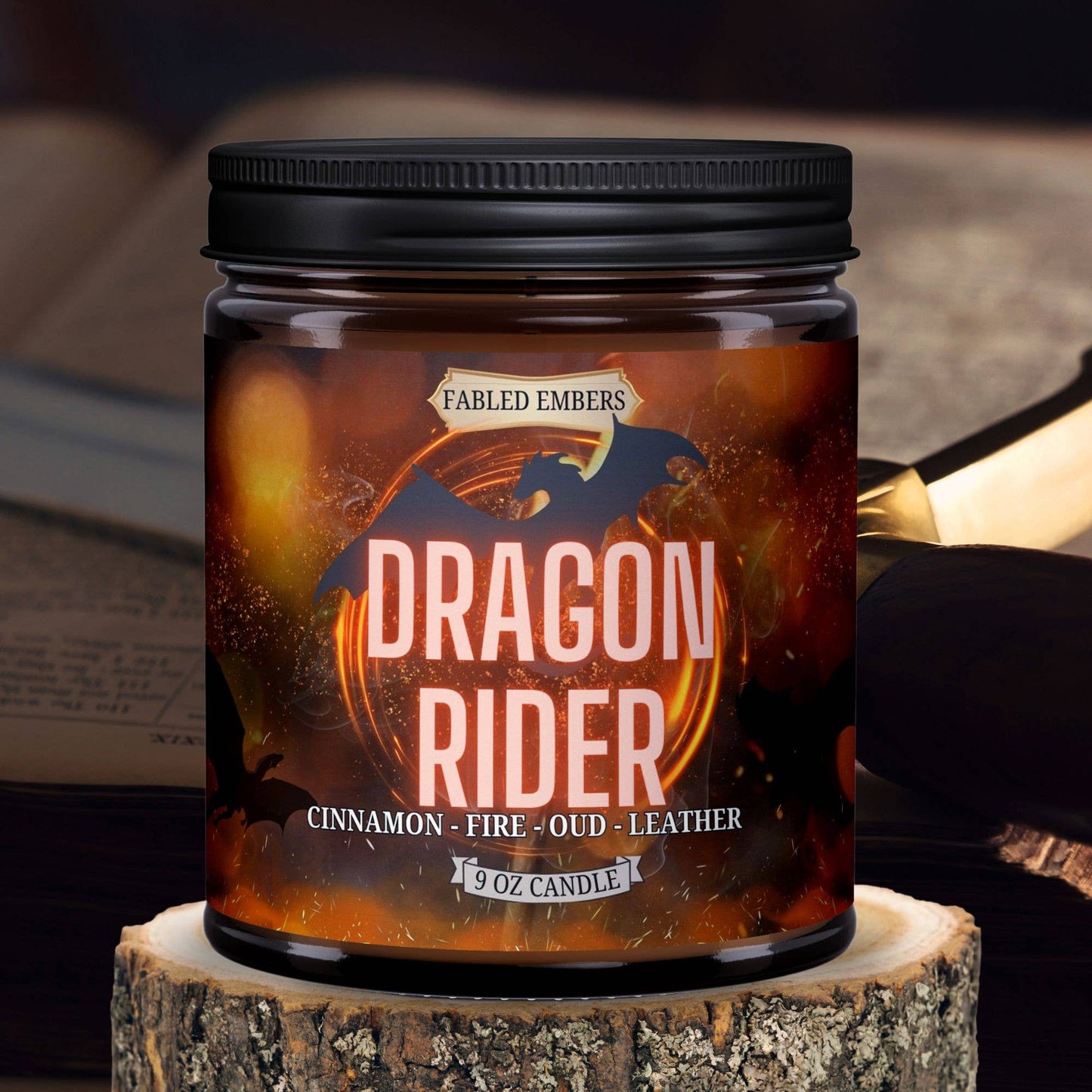 DRAGON RIDER fantasy bookish candle
