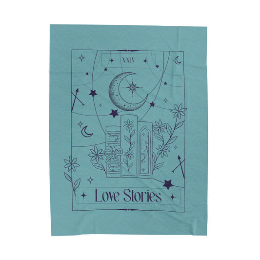 Love Stories Tarot Card Plush Blanket - Teal/Purple