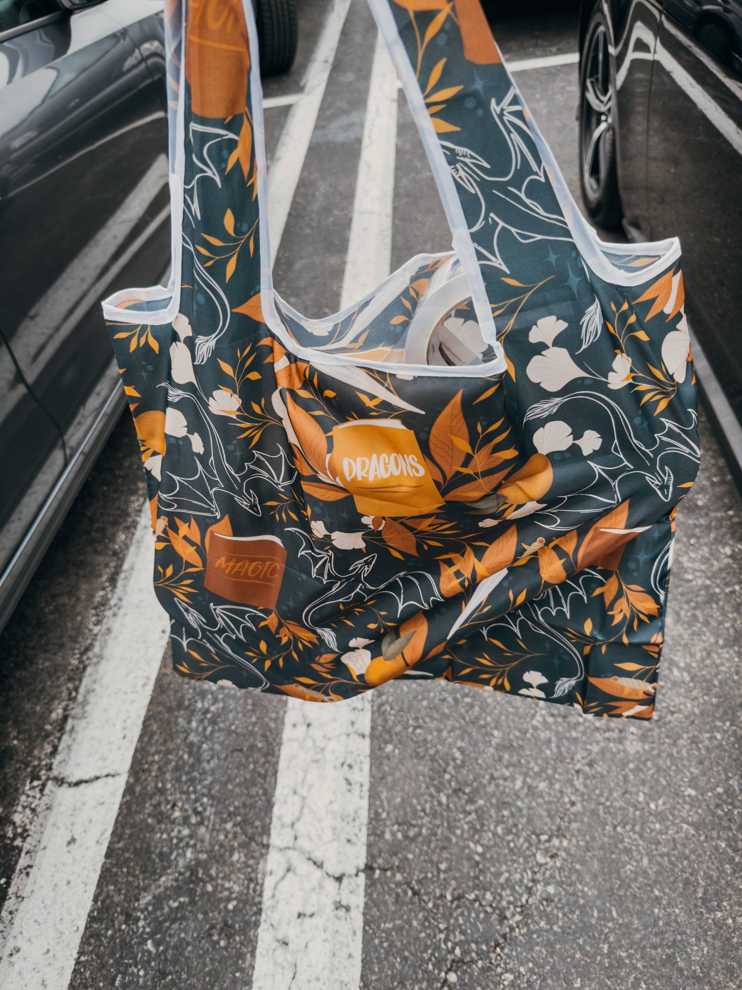Dragons Grove | Reusable Bookish Foldable Grocery Tote Bag
