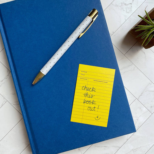 Yellow Library Card Minis™ - Flat Notecard Set of 60 