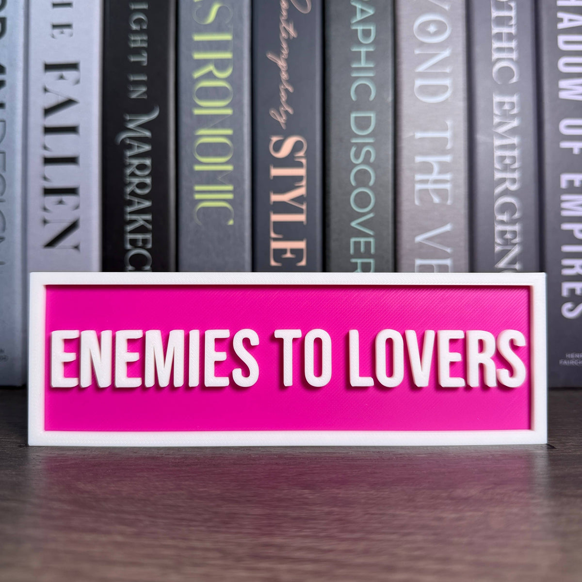 Enemies to Lovers Sign | Bookshelf Decor