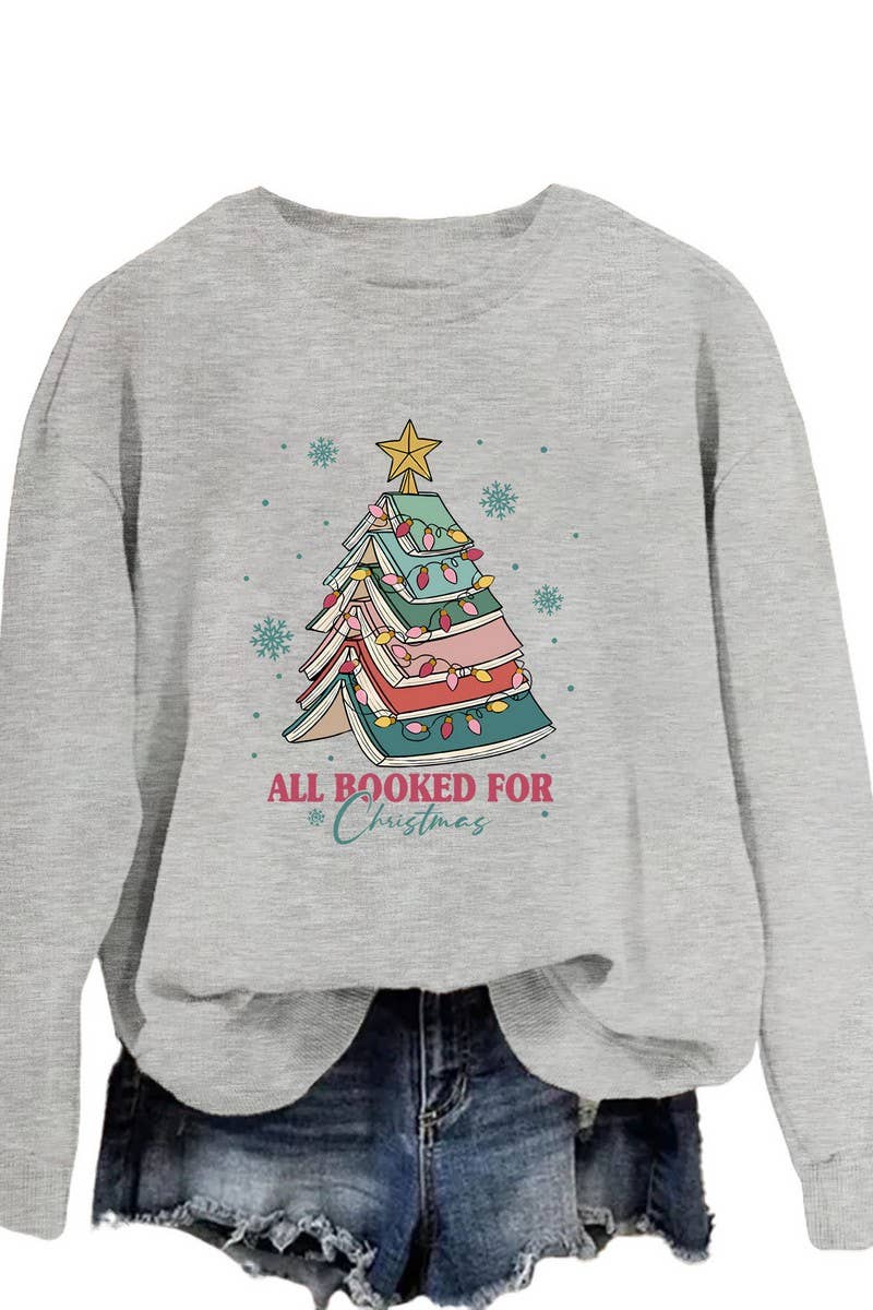 CWTBLL01325_LETTER PRINT CREW NECK CHRISTMAS SWEATSHIRT