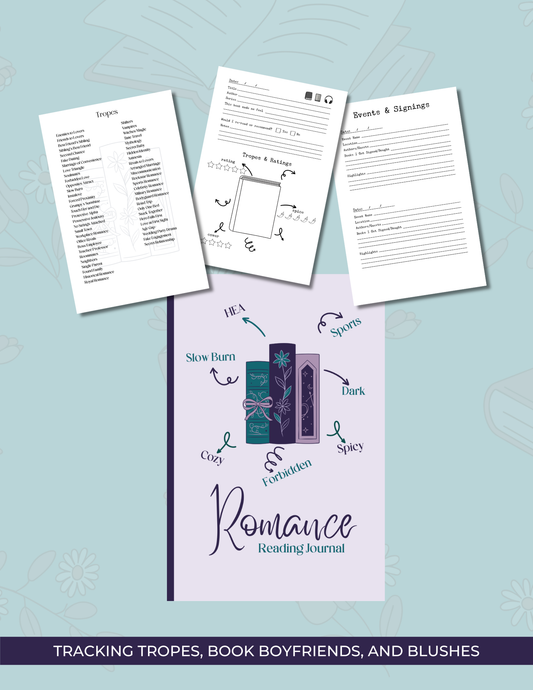 Romance Reading Journal: Tracking Tropes, Book Boyfriends & HEAs - DIGITAL DOWNLOAD