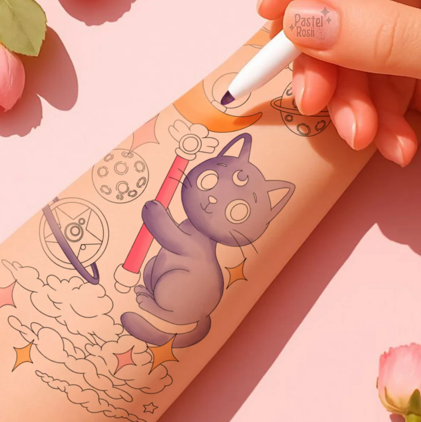 Temporary Tattoo - Moon Kitten