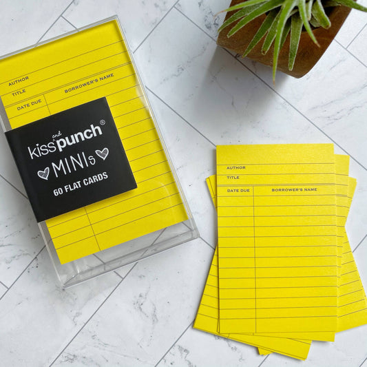 Yellow Library Card Minis™ - Flat Notecard Set of 60 