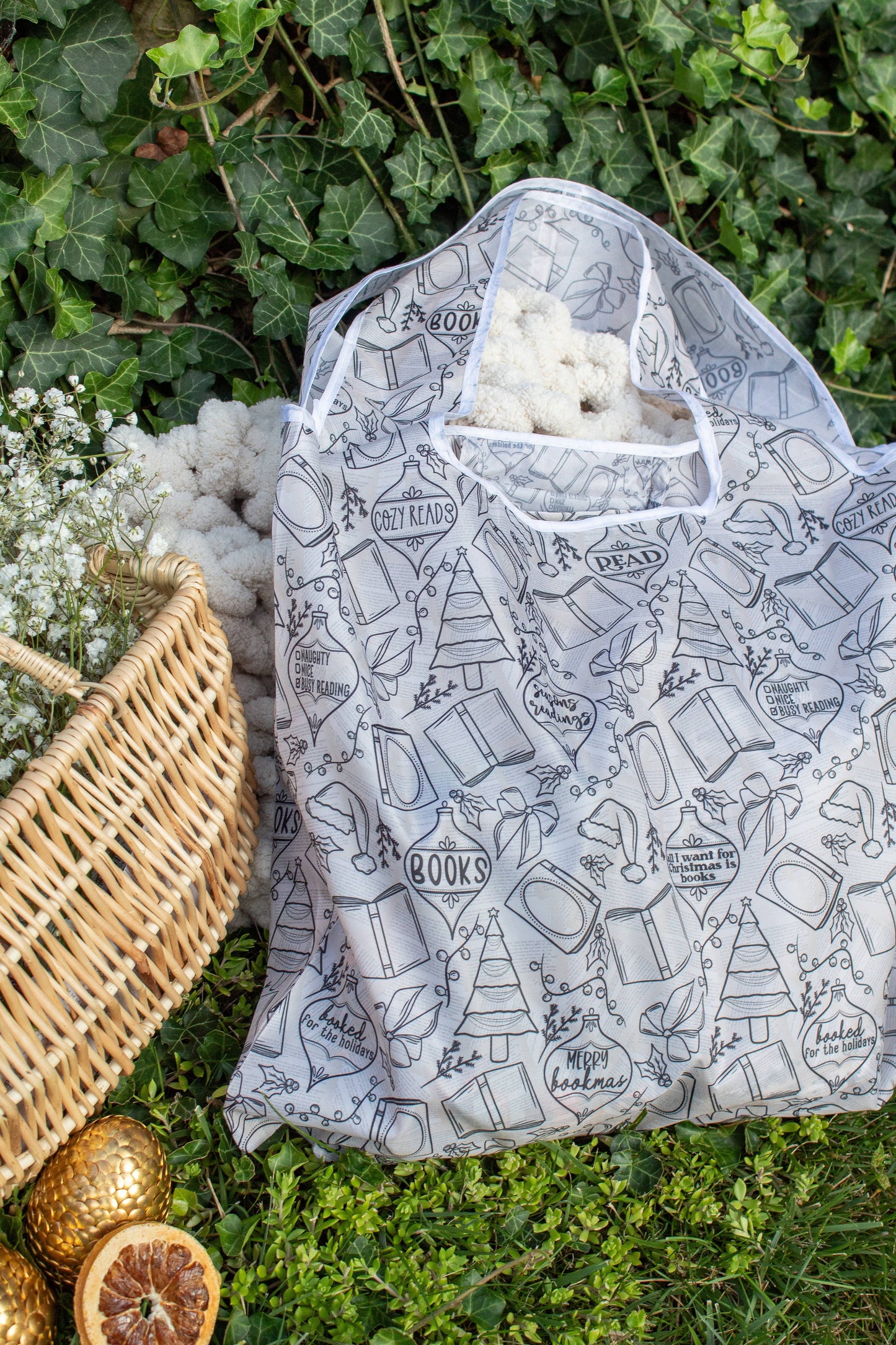 Seasons Readings | Reusable Bookish Foldable Christmas Tote