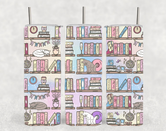 Taylor Swift Book Shelf Album Cat Book Romantasy Tumbler