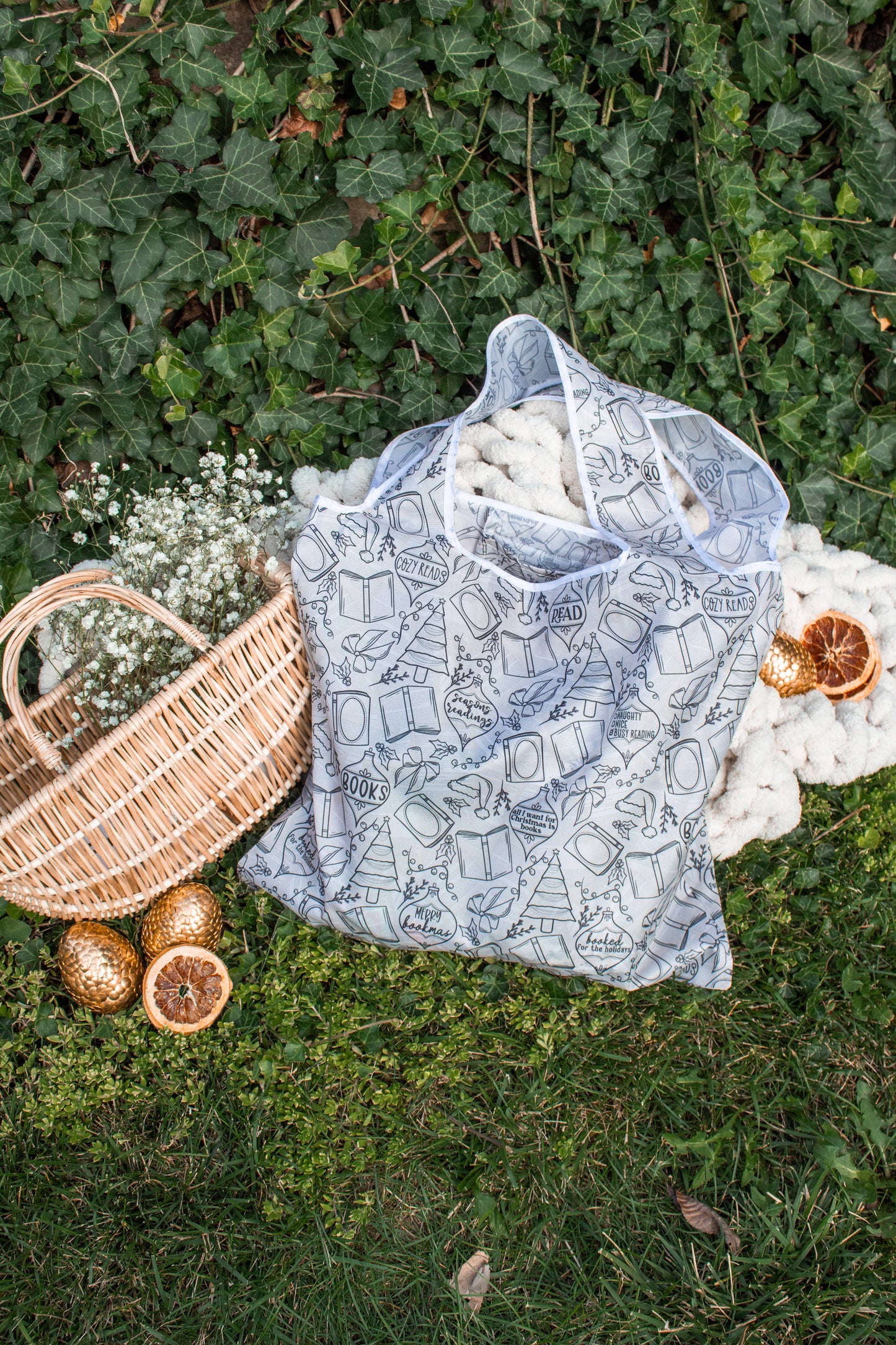 Seasons Readings | Reusable Bookish Foldable Christmas Tote