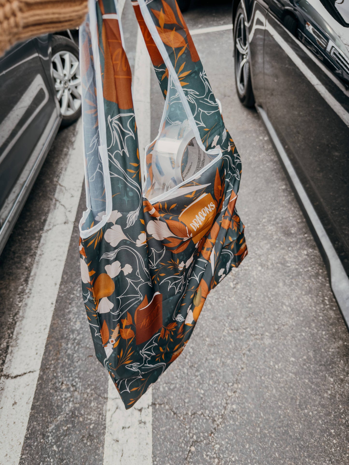 Dragons Grove | Reusable Bookish Foldable Grocery Tote Bag