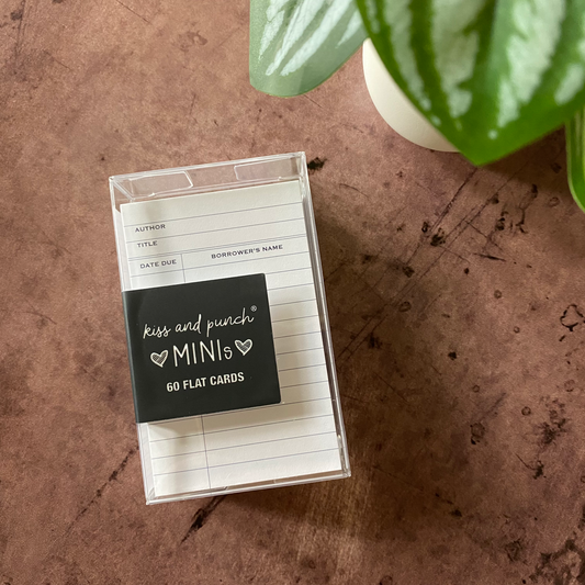 NEW! White Library Card Minis™ - Flat Notecard Set of 60 