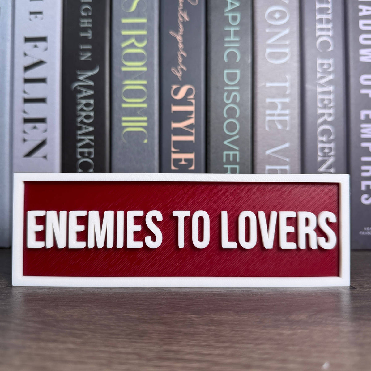 Enemies to Lovers Sign | Bookshelf Decor
