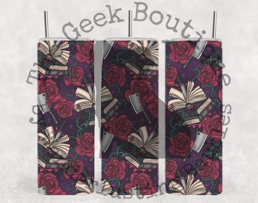 True Crime Bookish Gothic Rose Horror Novel Tumbler