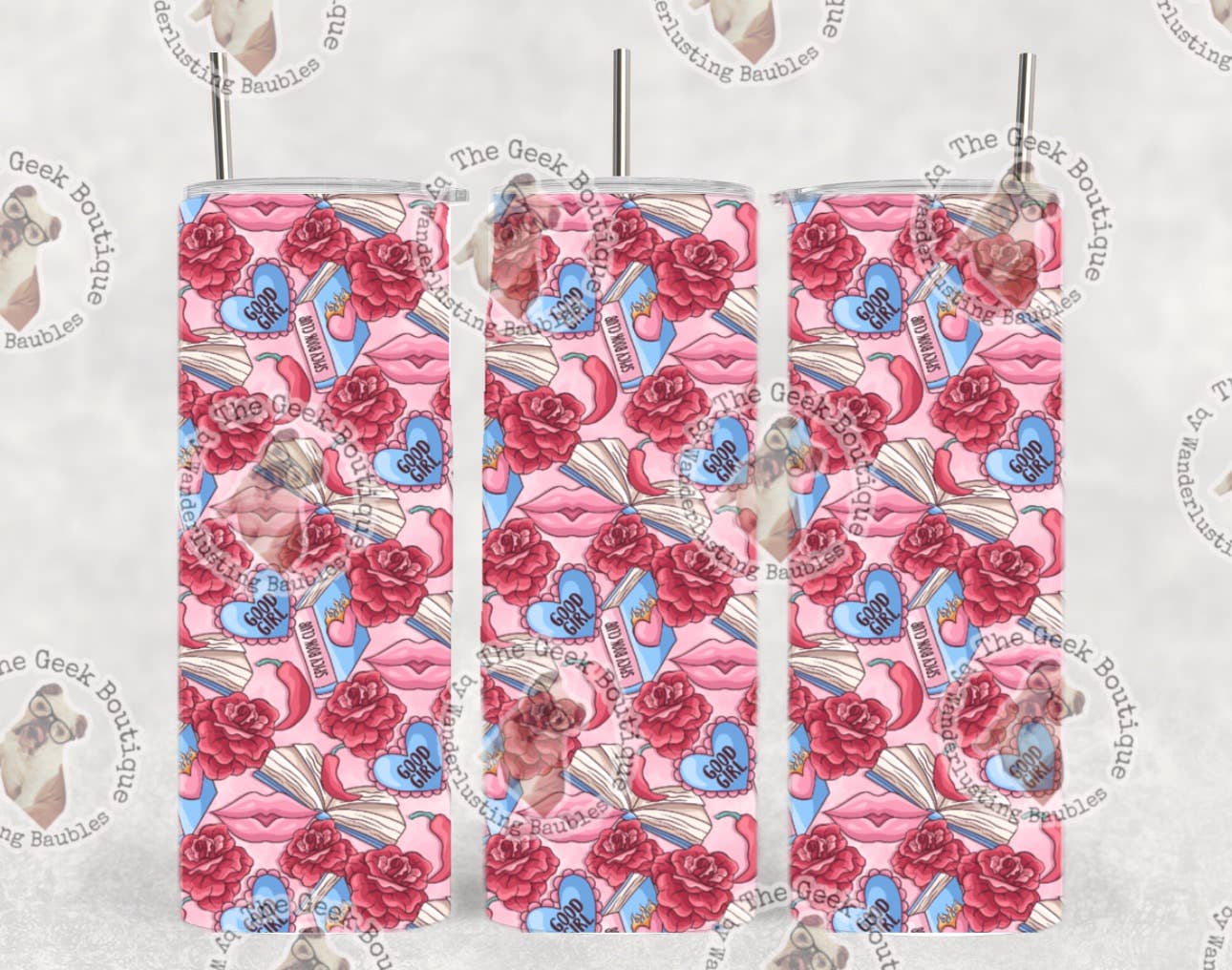 Spicy Book Club Pink & Hearts Romance Tumbler