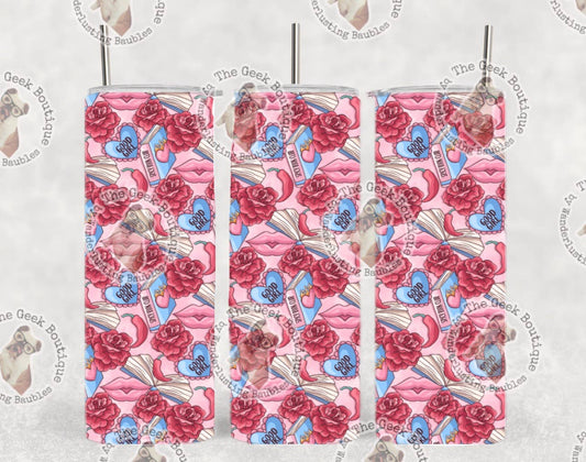 Spicy Book Club Pink & Hearts Romance Tumbler